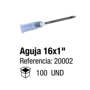 Aguja Hipodérmica Desechable 16x1"