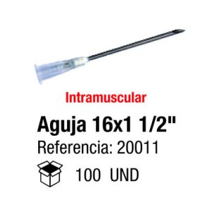 Aguja Hipodérmica Desechable 16x1 1/2"