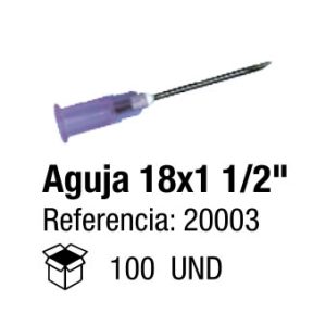 AgujaHipodérmica Desechable 18x1 1/2"