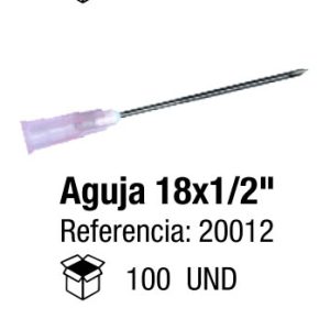 Aguja Hipodérmica Desechable 18x1/2"